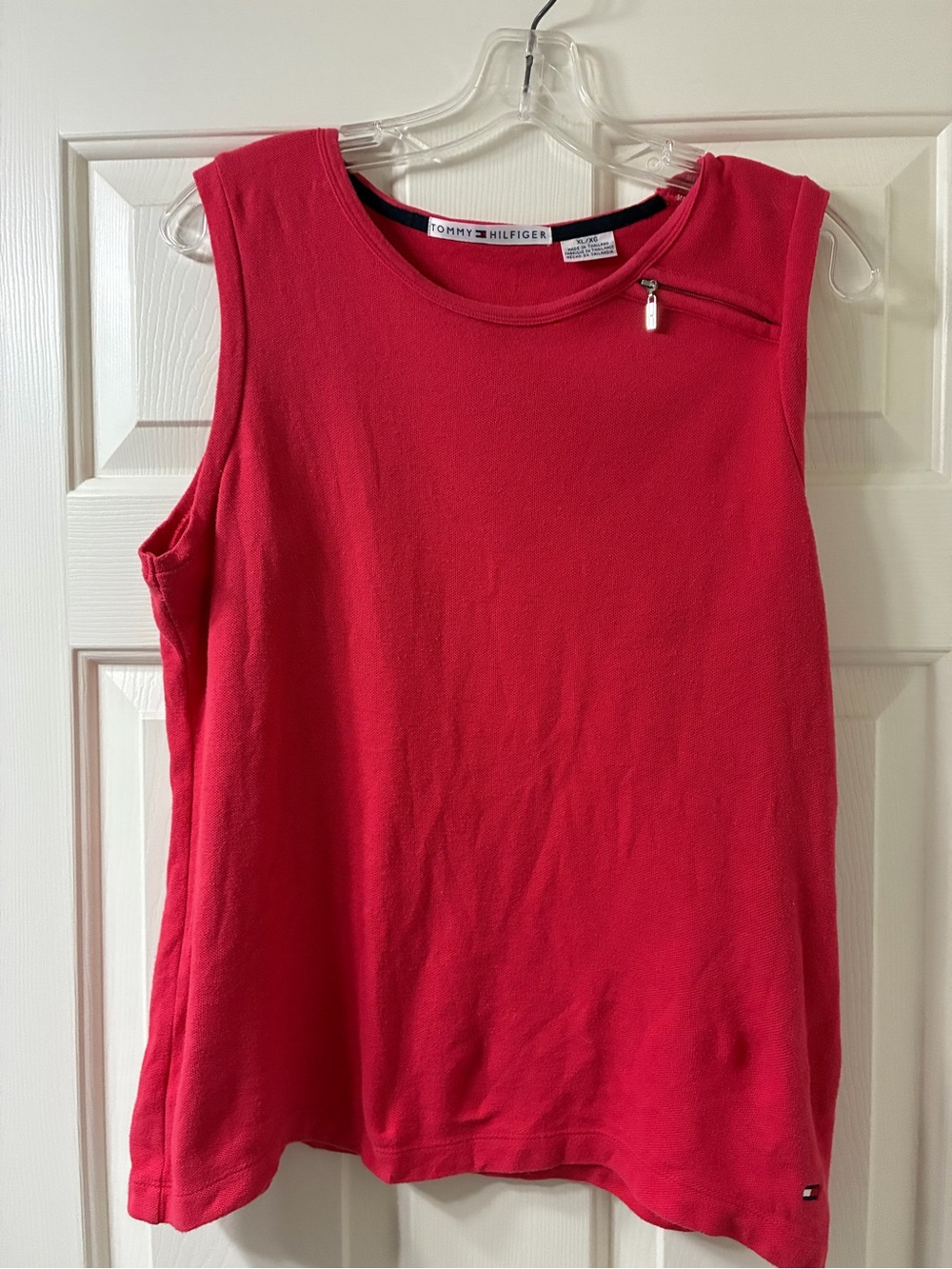 Tommy Hilfiger Red Sleeveless Zip-Accent Knit Tank